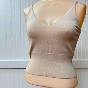 Rumor Tank Top Babydoll Crop Sexy Clubwear Beachy Summer Beige Stretch Women's M